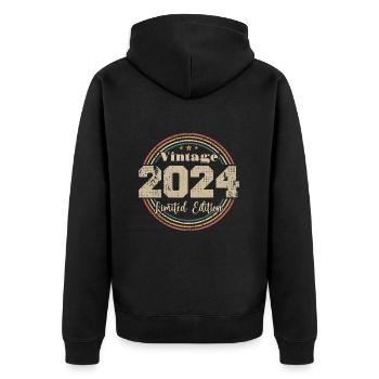 2024 Birthday Vintage Retro Born In - 2024 - Unisex Premium Organic Zip Hoodie - black - Back - Nico (187cm)