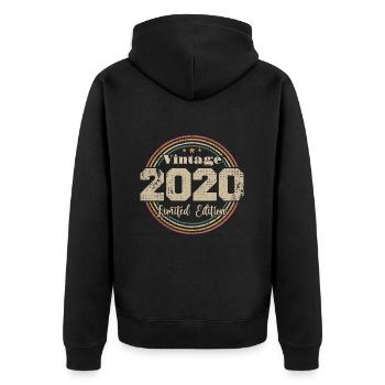 2020 Retro Vintage Birthday Born In - 2020 - Unisex Premium Organic Zip Hoodie - black - Back - Nico (187cm)