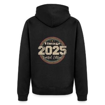 2025 Anniversaire Vintage Rétro Né En - 2025 - Veste à capuche bio Premium Unisexe - noir - Dos - Nico (187cm)