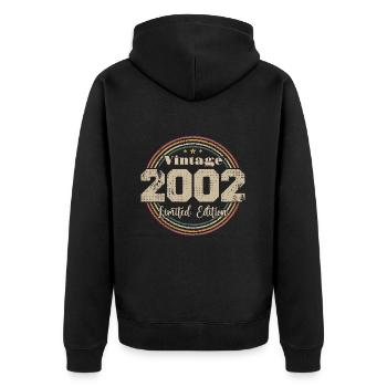 2002 Retro Vintage Geburtstag Geboren in - 2002 - Unisex Premium Bio Zip Hoodie - Schwarz - Hinten - Nico (187cm)