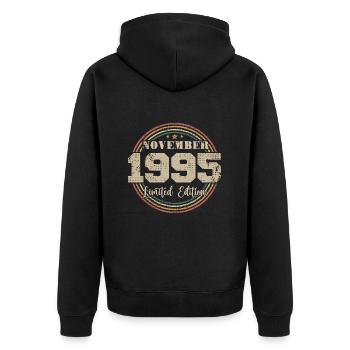 Cadeau D'anniversaire, Vintage Né En Novembre 1995 - Veste à capuche bio Premium Unisexe - noir - Dos - Nico (187cm)