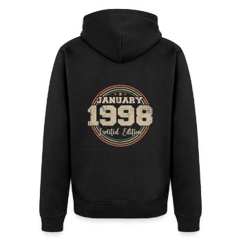 Les légendes sont nées en janvier 1998 - Veste à capuche bio Premium Unisexe - noir - Dos - Nico (187cm)