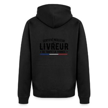 Certified Best Delivery Man in All of France - Unisex Premium Organic Zip Hoodie - black - Back - Nico (187cm)