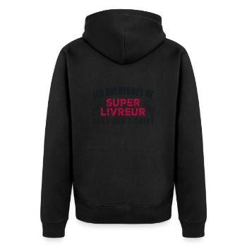 Les Aventures de Super Livreur Dans Son T-shirt - Veste à capuche bio Premium Unisexe - noir - Dos - Nico (187cm)