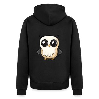 Eule Halloween Comic Geist - Unisex Premium Bio Zip Hoodie - Schwarz - Hinten - Nico (187cm)