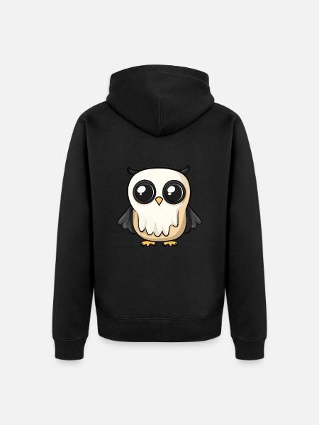 Owl Halloween Comic Ghost - Unisex Premium Organic Zip Hoodie - black