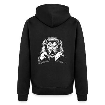 Löwe Boxer Boxen MMA Kampfsport - Unisex Premium Bio Zip Hoodie - Schwarz - Hinten - Nico (187cm)