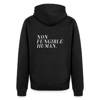 NFT humain non fongible - Veste à capuche bio Premium Unisexe - noir - Dos - Nico (187cm)
