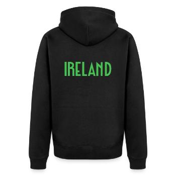 Ireland - Unisex Premium Organic Zip Hoodie - black - Back - Nico (187cm)