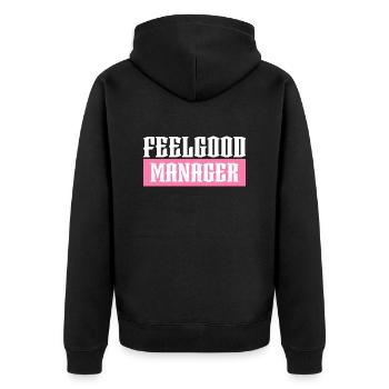 Feelgood manager pink tshirt black - Unisex Premium Organic Zip Hoodie - black - Back - Nico (187cm)
