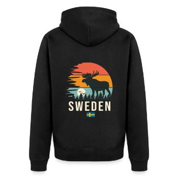 Schweden Schweden Cooles Geschenk - Unisex Premium Bio Zip Hoodie - Schwarz - Hinten - Nico (187cm)