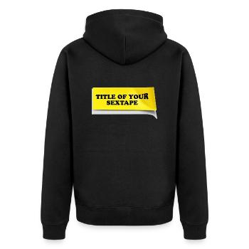 Titre de votre design post-it de sextape - Veste à capuche bio Premium Unisexe - noir - Dos - Nico (187cm)