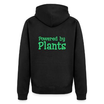 Powered by plants - Unisex Premium Organic Zip Hoodie - black - Back - Nico (187cm)