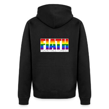 Dystopian Faith Pride - Unisex Premium Organic Zip Hoodie - black - Back - Nico (187cm)