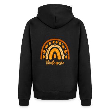 Zum besten Biologen | gewählt Biologe Geschenkidee - Unisex Premium Bio Zip Hoodie - Schwarz - Hinten - Nico (187cm)