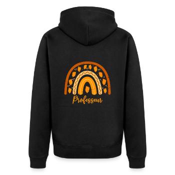 Zum besten Lehrer gewählt| Geschenkidee Lehrer - Unisex Premium Bio Zip Hoodie - Schwarz - Hinten - Nico (187cm)