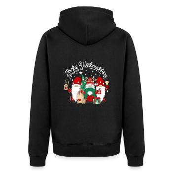 Wichtel Frohe Weihnachten Gnomies - Unisex Premium Bio Zip Hoodie - Schwarz - Hinten - Nico (187cm)