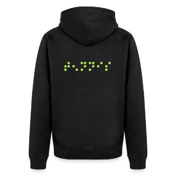 Balle de tennis « Tennis Code Braille » - Veste à capuche bio Premium Unisexe - noir - Dos - Nico (187cm)