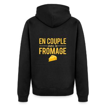 En couple avec le fromage raclette humour - Veste à capuche bio Premium Unisexe - noir - Dos - Nico (187cm)