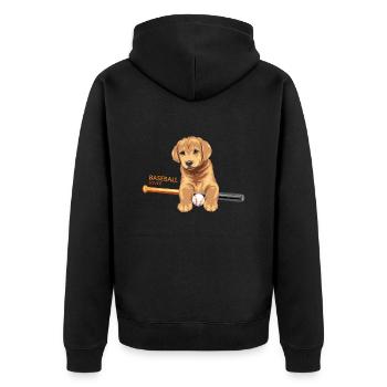 Lustiger Golden Retriever Welpe Baseball-Liebhaber - Unisex Premium Bio Zip Hoodie - Schwarz - Hinten - Nico (187cm)