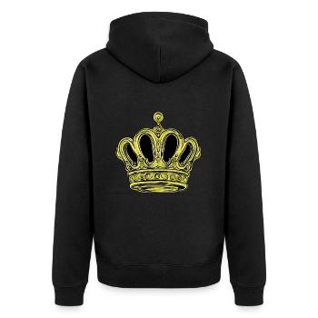 Krone Design - Unisex Premium Bio Zip Hoodie - Schwarz - Hinten - Nico (187cm)