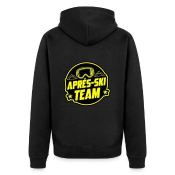 Apres Ski Party Team Spruch - Unisex Premium Bio Zip Hoodie - Schwarz - Hinten - Nico (187cm)