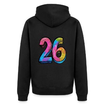 26 Nombre Coloré - Veste à capuche bio Premium Unisexe - noir - Dos - Nico (187cm)