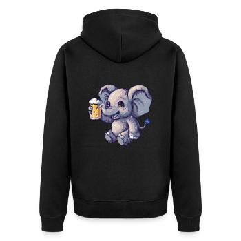 Elephant Pixel Beer - Unisex Premium Organic Zip Hoodie - black - Back - Nico (187cm)