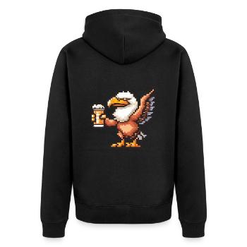Adler Pixel Beer - Unisex Premium Organic Zip Hoodie - black - Back - Nico (187cm)