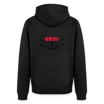 Bros Team Fäuste - Unisex Premium Bio Zip Hoodie - Schwarz - Hinten - Nico (187cm)