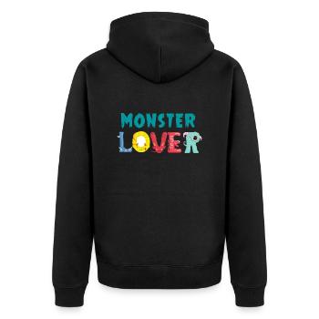 Monster lovers - Unisex Premium Organic Zip Hoodie - black - Back - Nico (187cm)