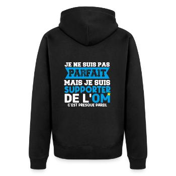 supporter football club humour football marseille - Veste à capuche bio Premium Unisexe - noir - Dos - Nico (187cm)