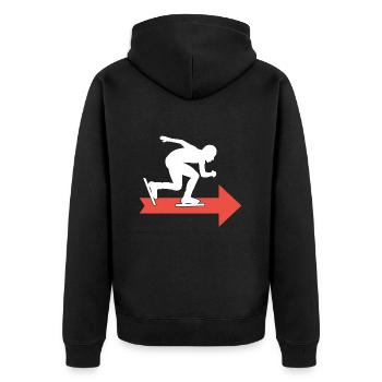 schlittschuh eisschnelllauf shorttrack - Unisex Premium Bio Zip Hoodie - Schwarz - Hinten - Nico (187cm)