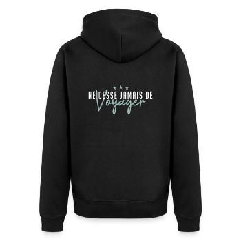Ne cesse jamais de voyager - Veste à capuche bio Premium Unisexe - noir - Dos - Nico (187cm)