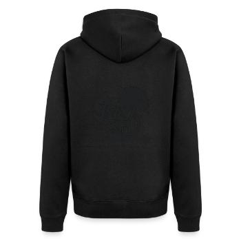 Bleib wild - Unisex Premium Bio Zip Hoodie - Schwarz - Hinten - Nico (187cm)