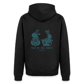 Happy Chinese New Year 2023 Year of the Rabbit - Unisex Premium Organic Zip Hoodie - black - Back - Nico (187cm)