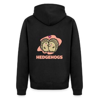 Valentinstag Geschenk Igel - Unisex Premium Bio Zip Hoodie - Schwarz - Hinten - Nico (187cm)