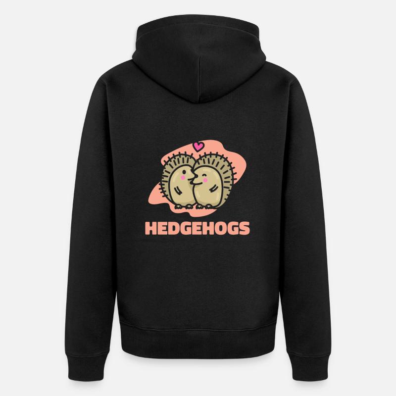 Cadeau de Saint-Valentin Hedgehog - Veste à capuche bio Premium Unisexe - noir