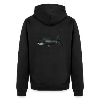 Grönlandwal - Unisex Premium Bio Zip Hoodie - Schwarz - Hinten - Nico (187cm)