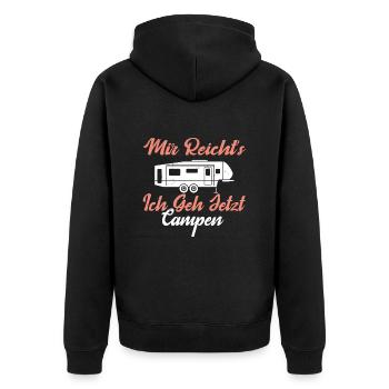 Camping Lustiges Mir Reichts Ich Geh Campen - Unisex Premium Bio Zip Hoodie - Schwarz - Hinten - Nico (187cm)
