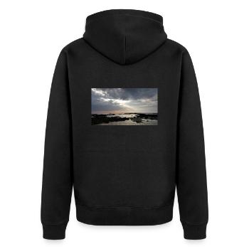 Beautiful beach with rocks at dusk - Unisex Premium Organic Zip Hoodie - black - Back - Nico (187cm)