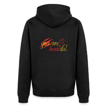 Beast or beauty? - Unisex Premium Organic Zip Hoodie - black - Back - Nico (187cm)
