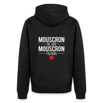 Mouscron un jour mouscron toujours ville belgique - Veste à capuche bio Premium Unisexe - noir - Dos - Nico (187cm)
