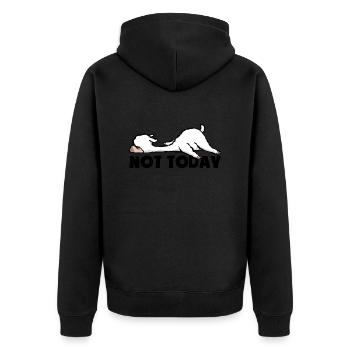Not today - Tired and lazy - Lama - Unisex Premium Organic Zip Hoodie - black - Back - Nico (187cm)