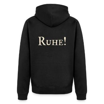 Ruhe ! - Unisex Premium Bio Zip Hoodie - Schwarz - Hinten - Nico (187cm)