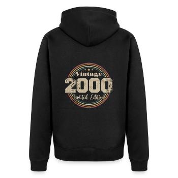 2000 Retro Vintage Birthday Born In - 2000 - Unisex Premium Organic Zip Hoodie - black - Back - Nico (187cm)