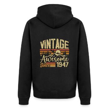 Vintage 1947 Rétro Cadeau D’anniversaire 1947 - Veste à capuche bio Premium Unisexe - noir - Dos - Nico (187cm)