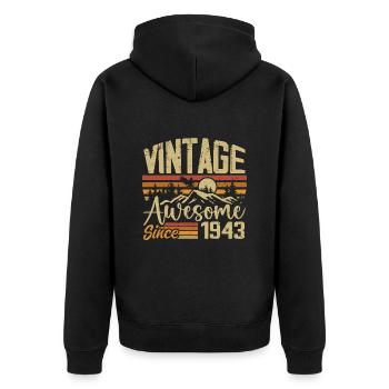 Vintage 1943 Rétro Cadeau D’anniversaire 1943 - Veste à capuche bio Premium Unisexe - noir - Dos - Nico (187cm)