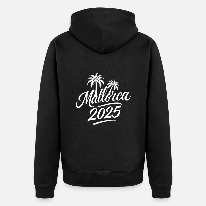Mallorca 2025 Palmen - Unisex Premium Bio Zip Hoodie - Schwarz