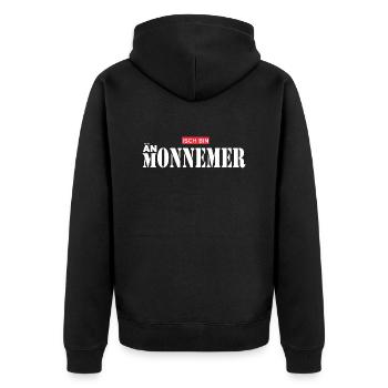 Mannheim Monnem - Unisex Premium Bio Zip Hoodie - Schwarz - Hinten - Nico (187cm)